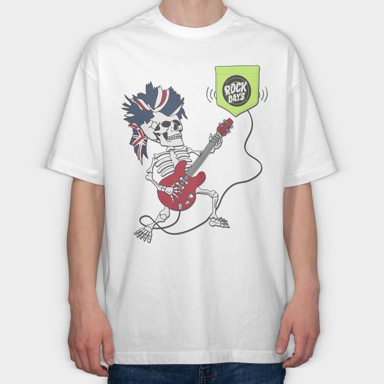 Skeleton Rock Days, Tricou Oversize Barbati (Unisex)