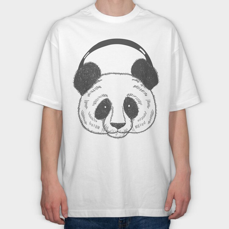 Panda Headphones, Tricou Oversize Barbati (Unisex)