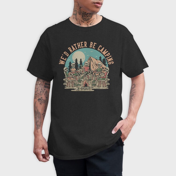 Wed Rather Be Camping, Tricou Barbati (Unisex)