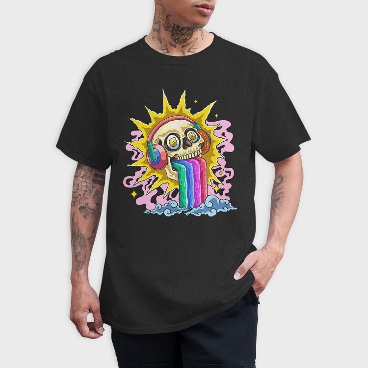 Skull Rainbow, Tricou Barbati (Unisex)
