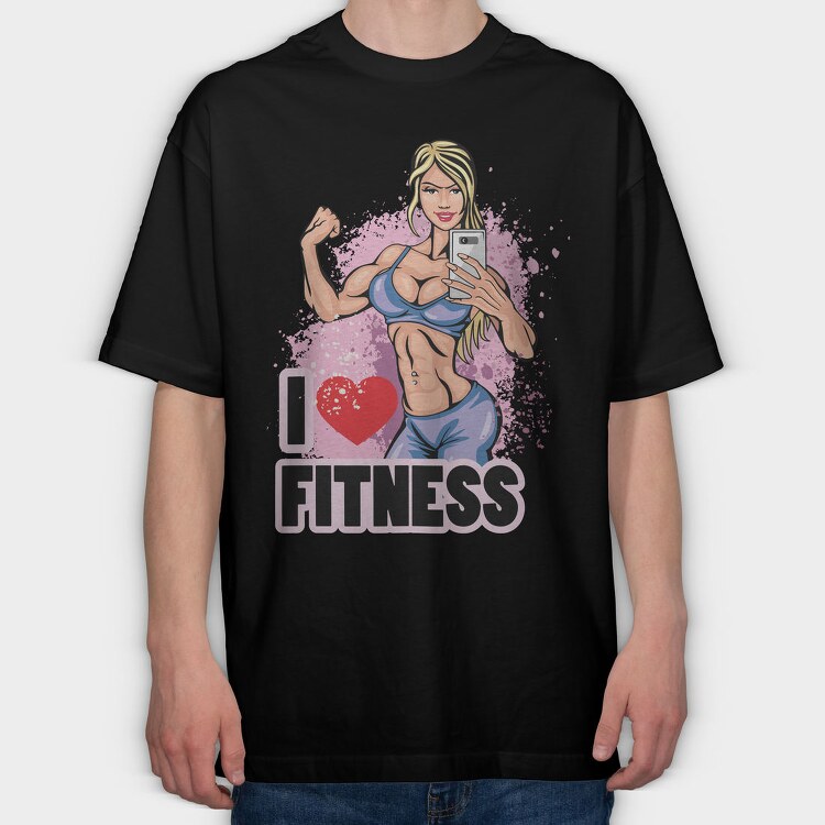 I Love Fitness Selfie, Tricou Oversize Barbati (Unisex)