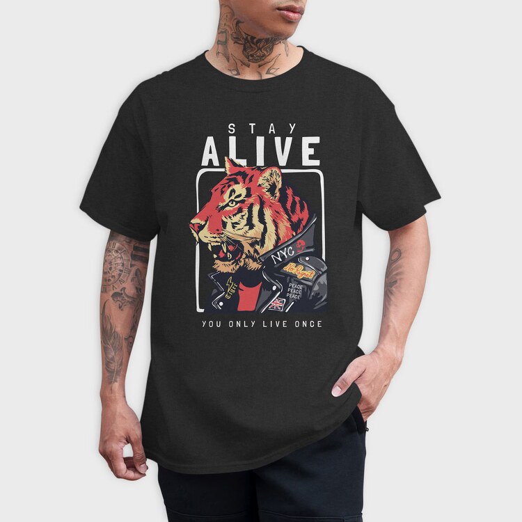 You Only Live Once Tiger, Tricou Barbati (Unisex)
