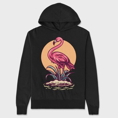 Summer Flamingo Retro Illustration, Hanorac Oversize Barbati (Unisex)