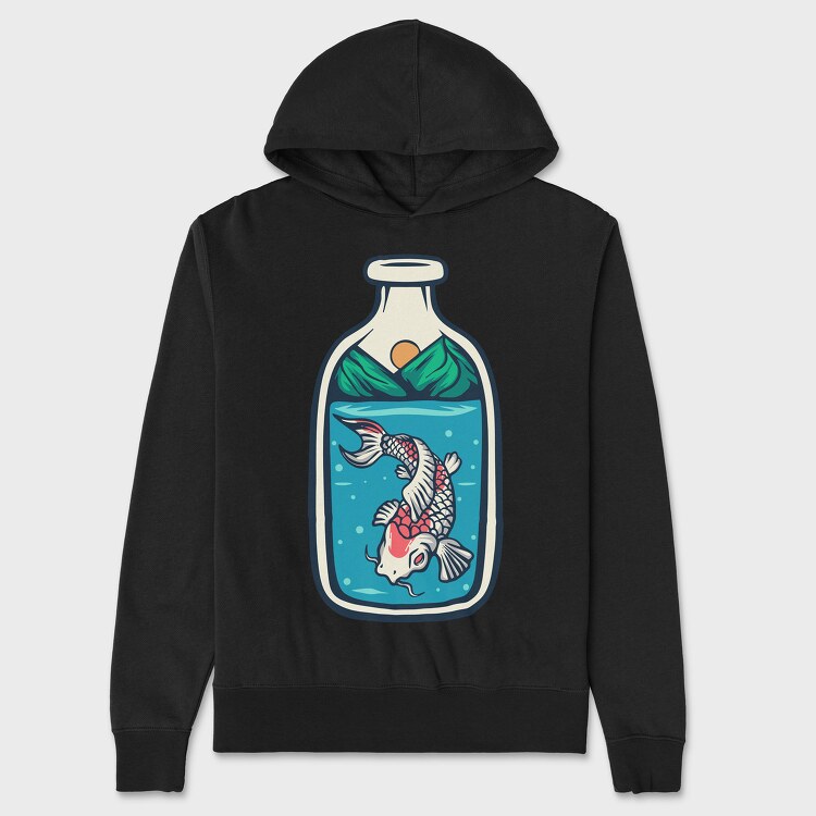 Koi Fish Illustration 5, Hanorac Oversize Barbati (Unisex)