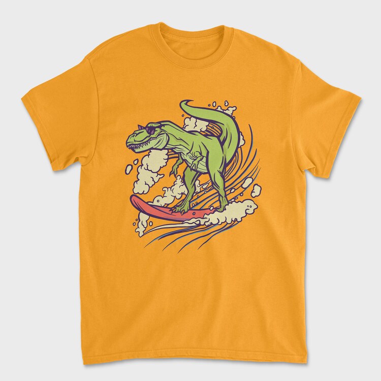 Dinosaur Surfing, Tricou Barbati (Unisex)