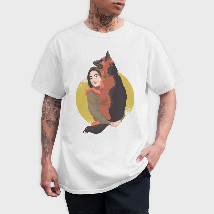 Woman With Dog, Tricou Barbati (Unisex)