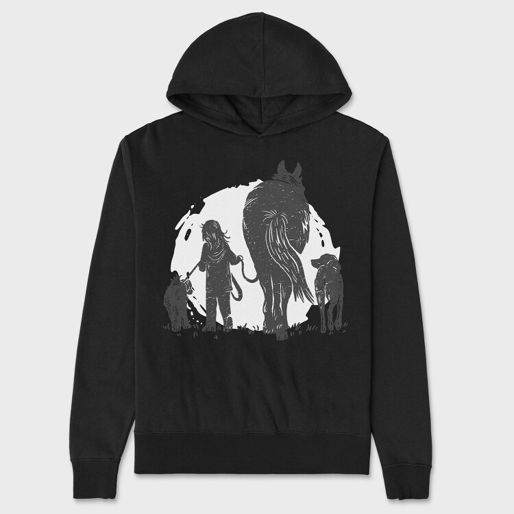 Girl And Animals, Hanorac Oversize Barbati (Unisex)