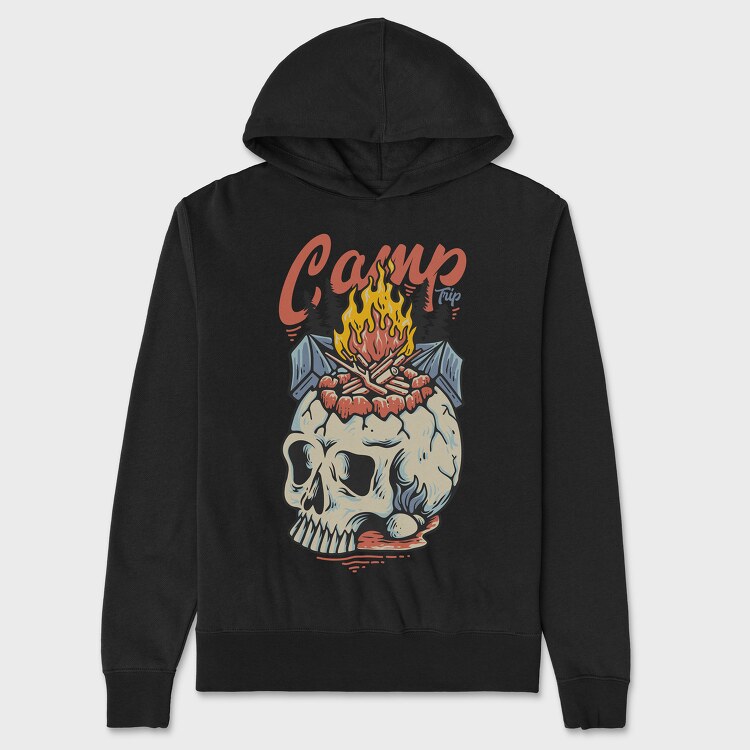 Camp Trip With Campfire on the Skull, Hanorac Oversize Barbati (Unisex)