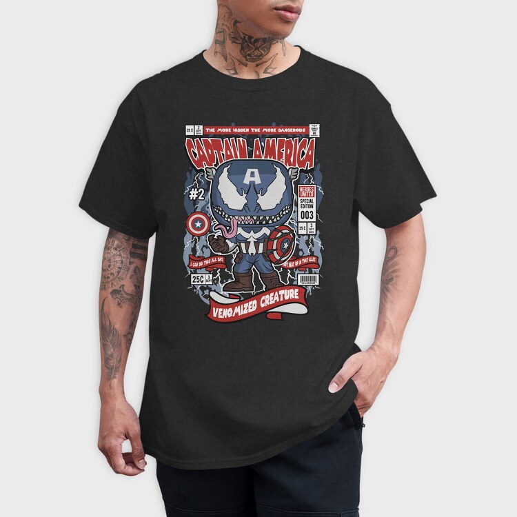 Venom Captain America, Tricou Barbati (Unisex)