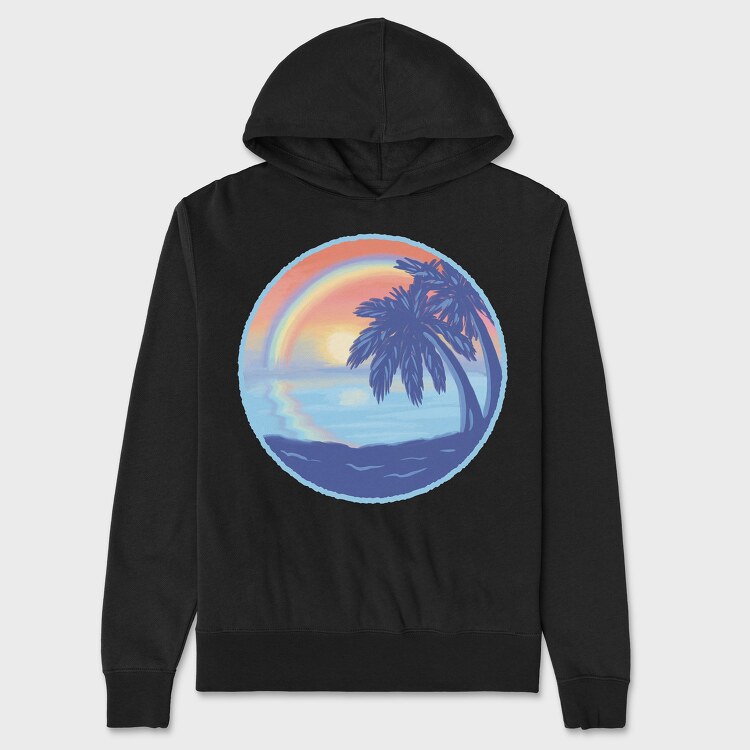 Sunset Rainbow Beach, Hanorac Oversize Barbati (Unisex)