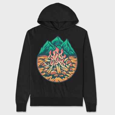 Campfire Outdoors Illustration, Hanorac Oversize Barbati (Unisex)