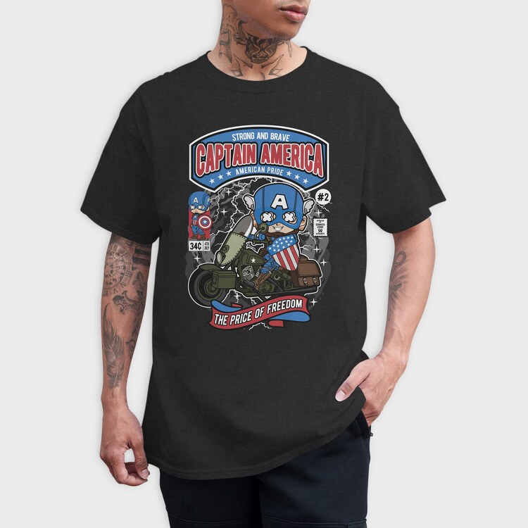 Captain America Motorcycle, Tricou Barbati (Unisex)