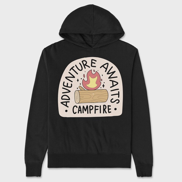 Adventure Awaits Campfire, Hanorac Oversize Barbati (Unisex)