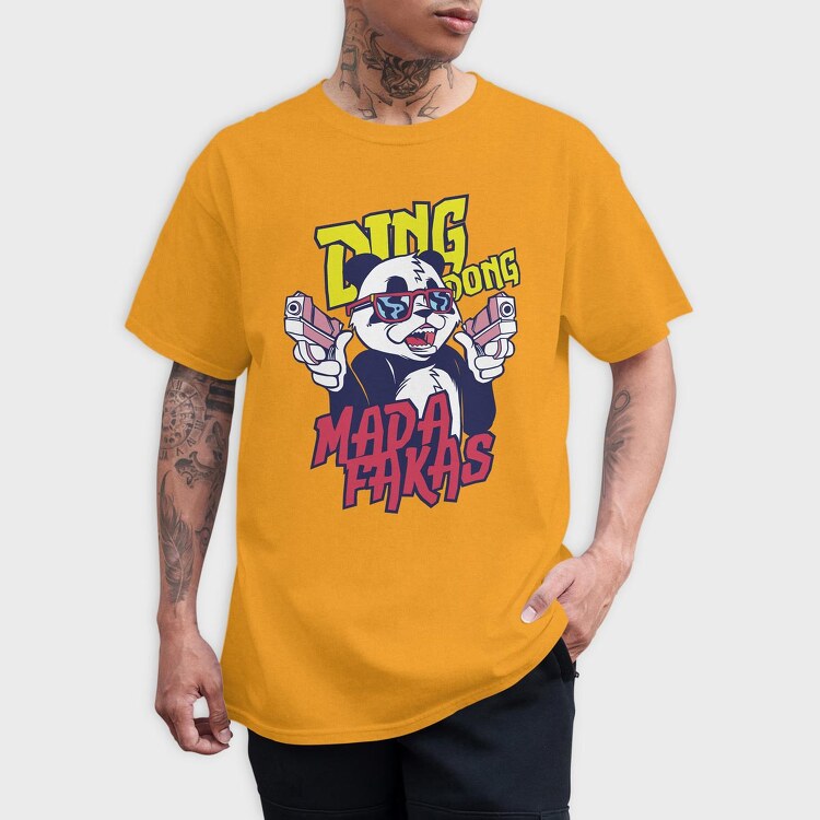 Ding Dong Panda T Shirt, Tricou Barbati (Unisex)