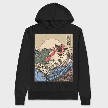 Kaiju Vs Cat, Hanorac Oversize Barbati (Unisex)