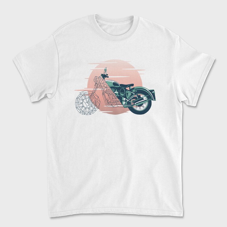 Tricou Barbati (Unisex), Vintage Geometric Motorbike