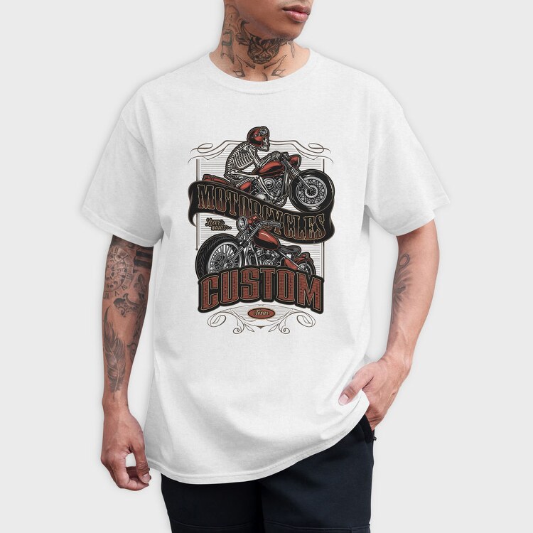 Motorcycle Skeleton Custom, Tricou Barbati (Unisex)