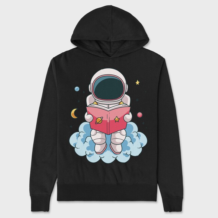 Little Astronaut Reading, Hanorac Oversize Barbati (Unisex)