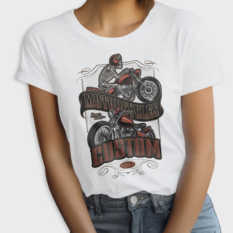 Motorcycle Skeleton Custom, Tricou Femei