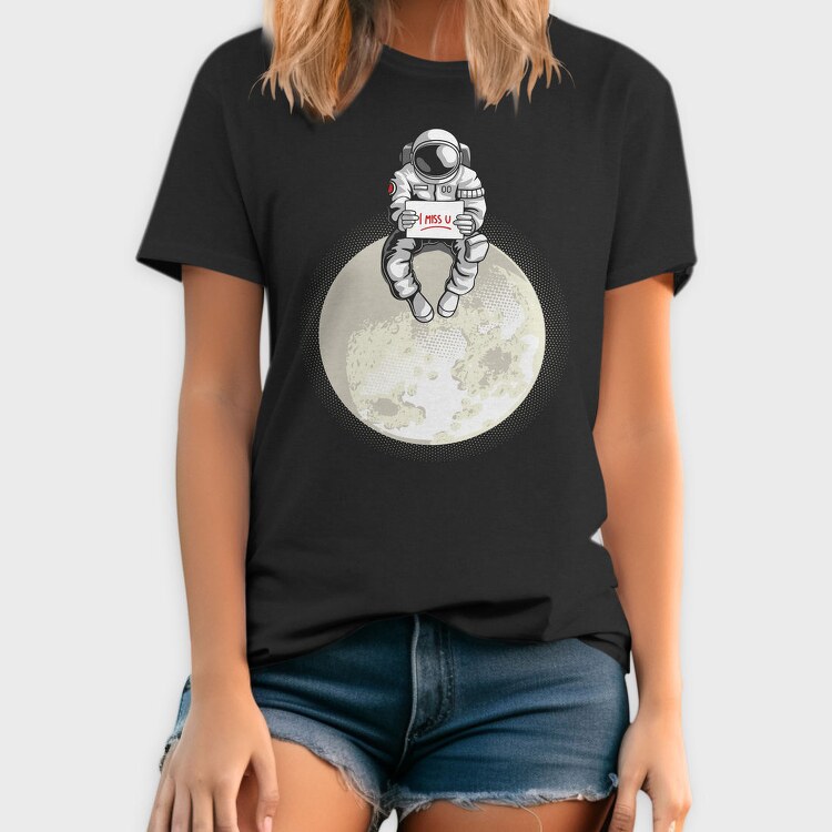 Astronaut Moon Miss You, Tricou Barbati (Unisex)