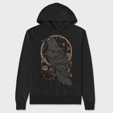 Raven Perch on the Flower Branch, Hanorac Oversize Barbati (Unisex)