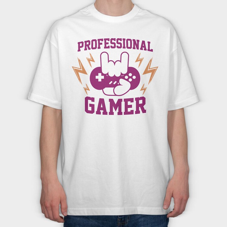 Professional Gamer Controller, Tricou Oversize Barbati (Unisex)