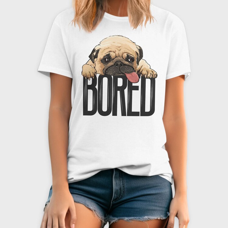 Pug Bored Tongue Out, Tricou Barbati (Unisex)