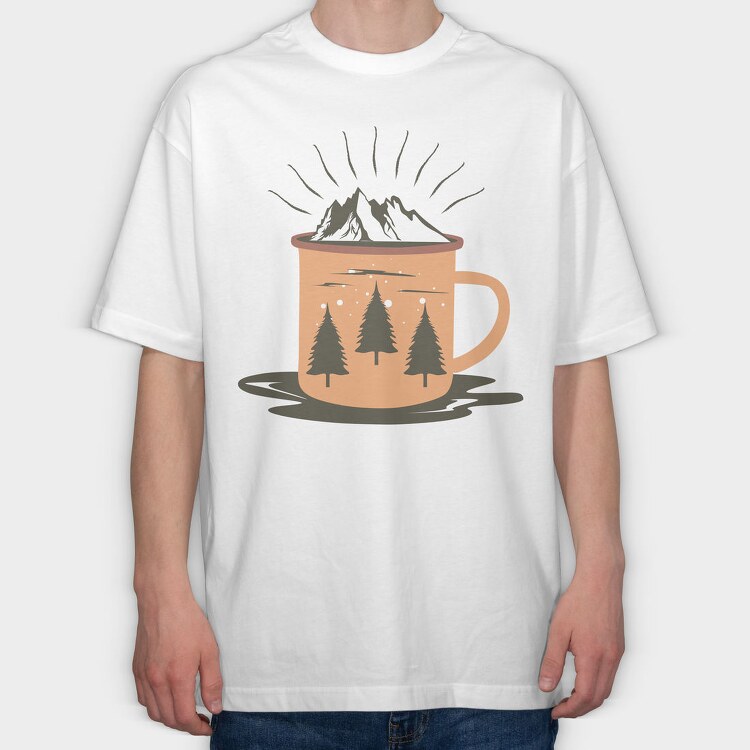 Cozy Mountain Mug, Tricou Oversize Barbati (Unisex)