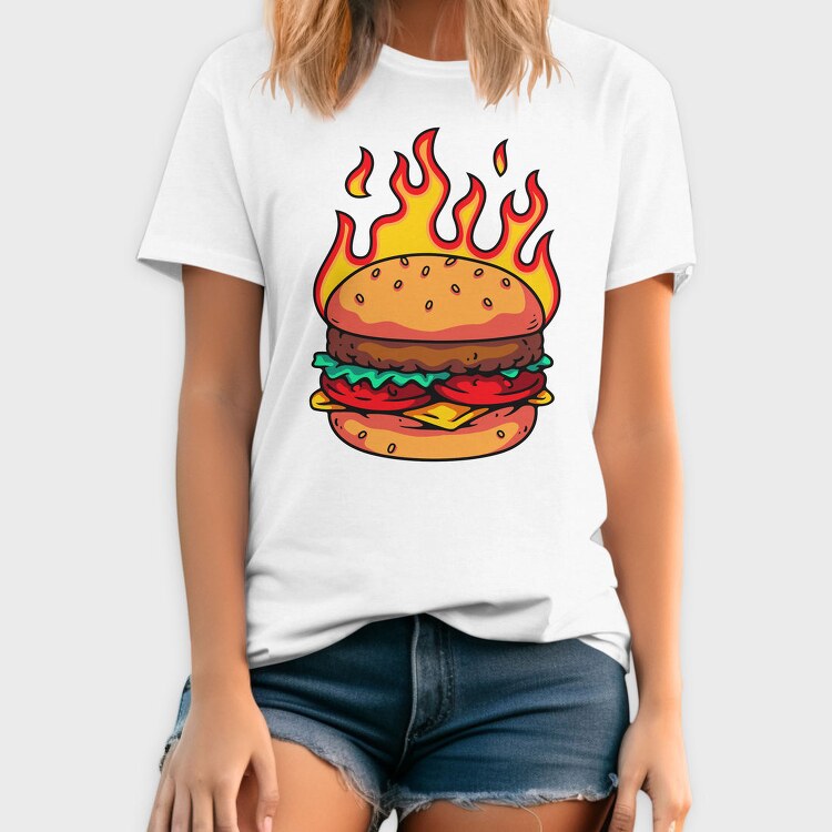 Flaming Burger Feast, Tricou Barbati (Unisex)