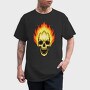 Flaming Skull, Tricou Barbati (Unisex)