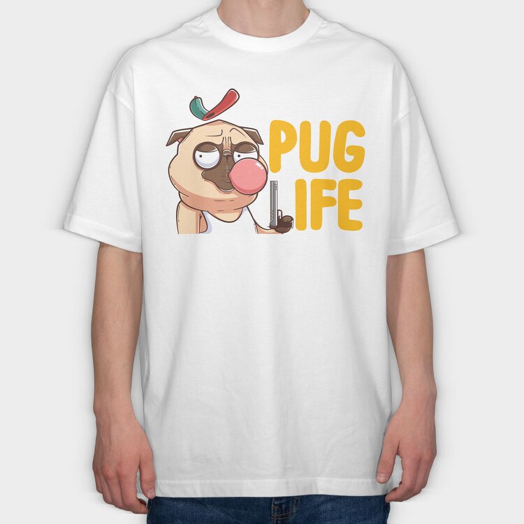 Pug Life Bubble, Tricou Oversize Barbati (Unisex)