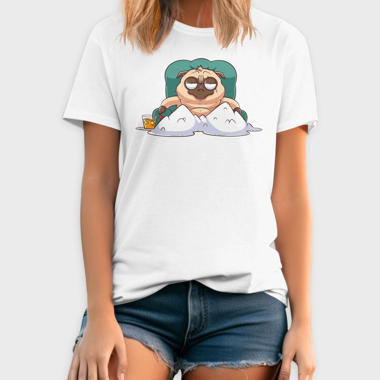 Pug Lounging Drink, Tricou Barbati (Unisex)