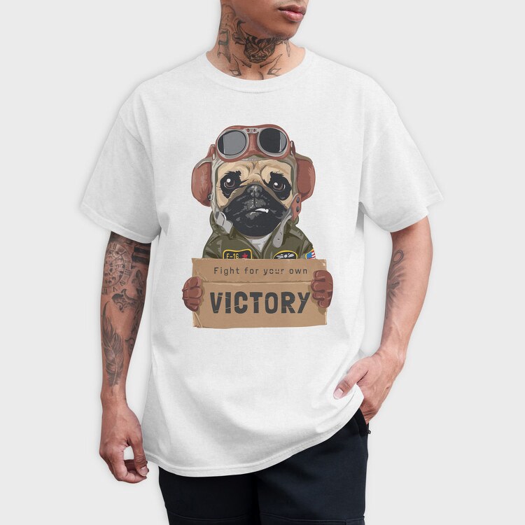 Pug Pilot Victory, Tricou Barbati (Unisex)