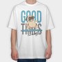 Pug Surfing Good Waves, Tricou Oversize Barbati (Unisex)