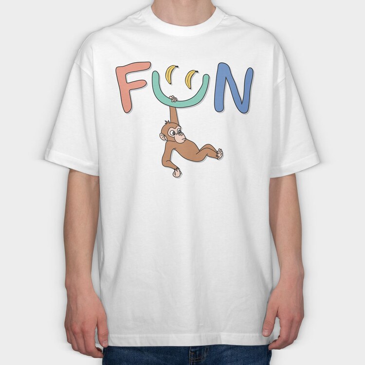 Fun Monkey Bananas, Tricou Oversize Barbati (Unisex)
