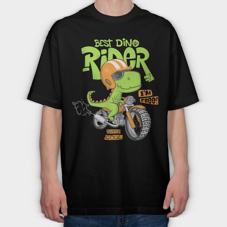 Dino Rider Free, Tricou Oversize Barbati (Unisex)