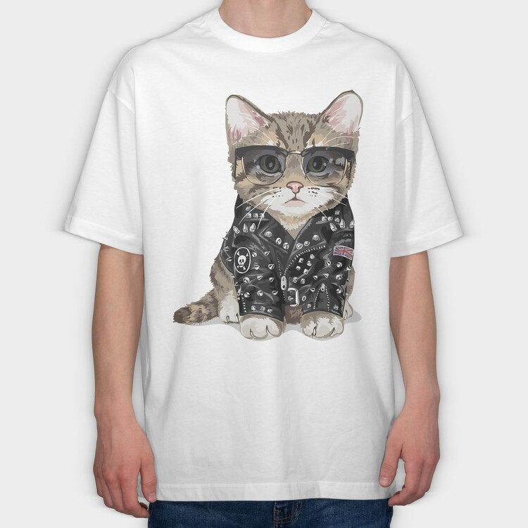 Punk Kitty, Tricou Oversize Barbati (Unisex)