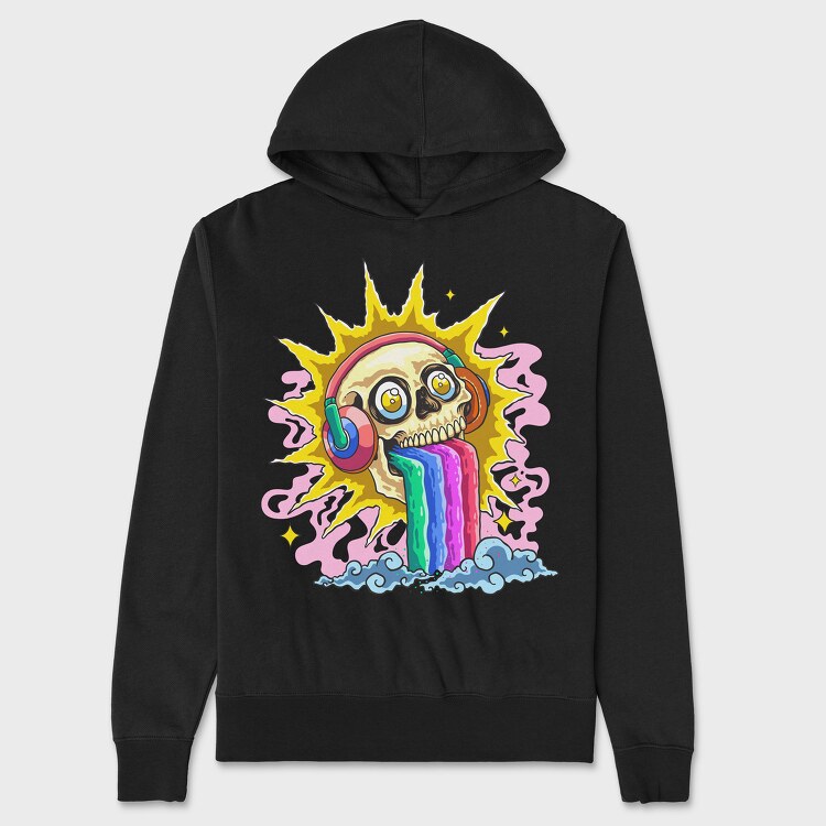 Skull Rainbow, Hanorac Oversize Barbati (Unisex)