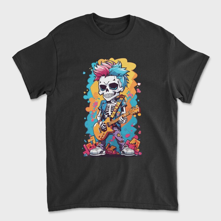 Colorful Guitarist Skeleton, Tricou Barbati (Unisex)