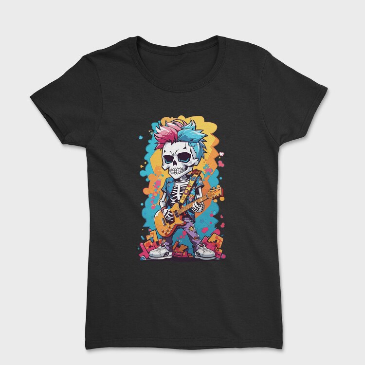 Colorful Guitarist Skeleton, Tricou Femei