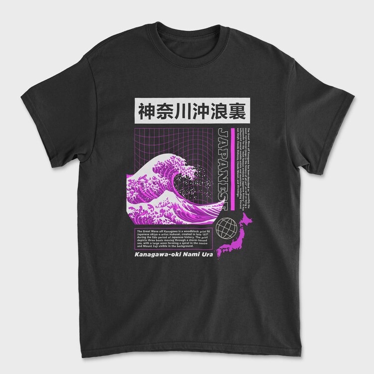 Japanese Wave Purple, Tricou Barbati (Unisex)