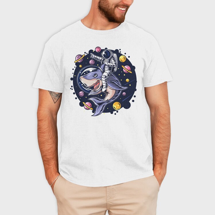Space Shark Astronaut, Tricou Barbati (Unisex)