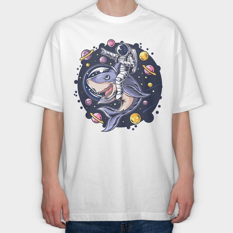 Space Shark Astronaut, Tricou Oversize Barbati (Unisex)