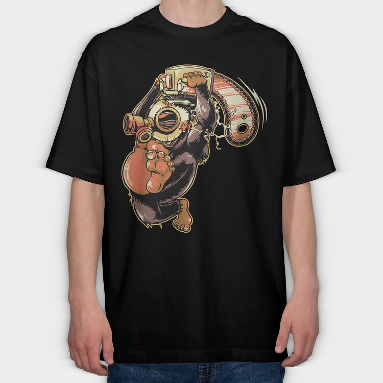 Diving Monkey, Tricou Oversize Barbati (Unisex)