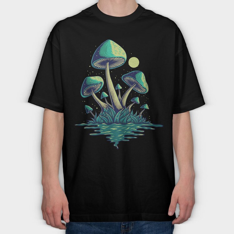 Mystic Mushroom Glow, Tricou Oversize Barbati (Unisex)
