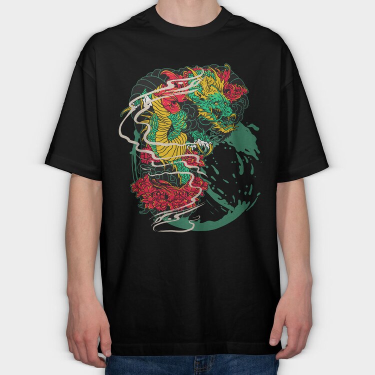 Neon Dragon Roar, Tricou Oversize Barbati (Unisex)