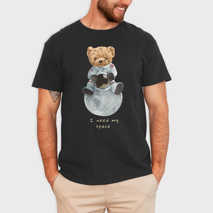 Teddy Moon Space, Tricou Barbati (Unisex)