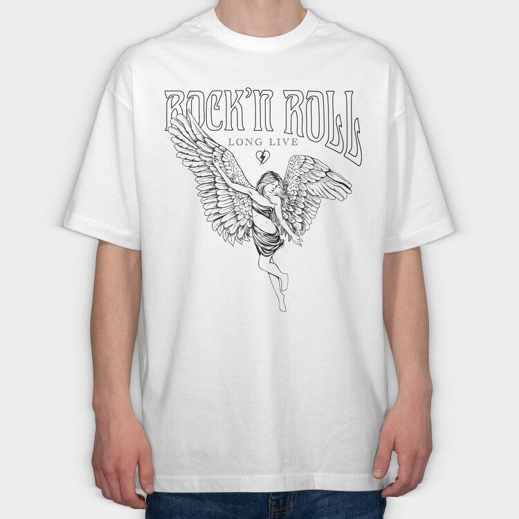Rock N Roll Live Angel, Tricou Oversize Barbati (Unisex)