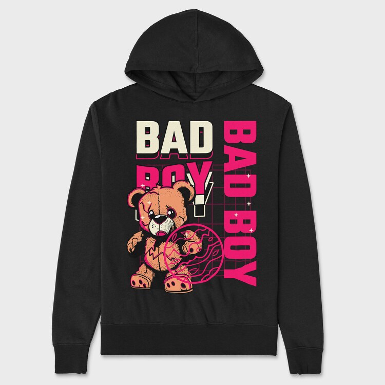 Pink Bad Boy Teddy Bear, Hanorac Oversize Barbati (Unisex)