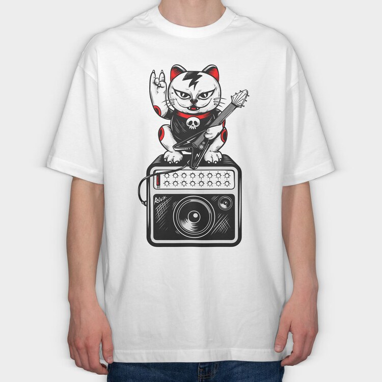 Rockin Kitty, Tricou Oversize Barbati (Unisex)